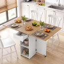 47.5 Inch Farmhouse Extendable Wooden Dinner Table with Lockable Wheels by LJGDeals