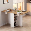 47.5 Inch Farmhouse Extendable Wooden Dinner Table with Lockable Wheels by LJGDeals