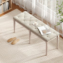 47.5 Inch Upholstered Bench with Carved Rubber Wood Legs and Padded Seat-Beige by LJGDeals