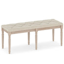 47.5 Inch Upholstered Bench with Carved Rubber Wood Legs and Padded Seat-Beige by LJGDeals