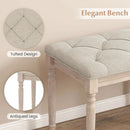 47.5 Inch Upholstered Bench with Carved Rubber Wood Legs and Padded Seat-Beige by LJGDeals