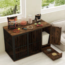 47.5 inch Dog Crate Furniture with Hidden Pull-out Bowls in Drawer for Small and Medium Dogs-Rustic Brown by LJGDeals