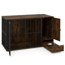 47.5 inch Dog Crate Furniture with Hidden Pull-out Bowls in Drawer for Small and Medium Dogs-Rustic Brown by LJGDeals