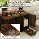 47.5 inch Dog Crate Furniture with Hidden Pull-out Bowls in Drawer for Small and Medium Dogs-Rustic Brown by LJGDeals