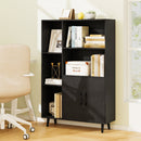4 Inch Floor Bookshelf with 5 Open Compartments and Storage Cabinet-Black by LJGDeals