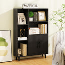 4 Inch Floor Bookshelf with 5 Open Compartments and Storage Cabinet-Black by LJGDeals