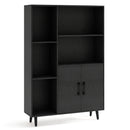 4 Inch Floor Bookshelf with 5 Open Compartments and Storage Cabinet-Black by LJGDeals