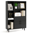 4 Inch Floor Bookshelf with 5 Open Compartments and Storage Cabinet-Black by LJGDeals
