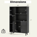 4 Inch Floor Bookshelf with 5 Open Compartments and Storage Cabinet-Black by LJGDeals