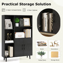 4 Inch Floor Bookshelf with 5 Open Compartments and Storage Cabinet-Black by LJGDeals