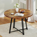 47 Inch Dining Table for 4-6 People Round Kitchen Table with Cross Base by LJGDeals