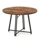 47 Inch Dining Table for 4-6 People Round Kitchen Table with Cross Base by LJGDeals
