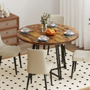 47 Inch Dining Table for 4-6 People Round Kitchen Table with Cross Base by LJGDeals