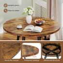 47 Inch Dining Table for 4-6 People Round Kitchen Table with Cross Base by LJGDeals