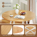 47 Inch Dining Table for 4-6 People Round Kitchen Table with Cross Base by LJGDeals