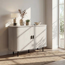47 Inch Fluted Sideboard Buffet Cabinet with Tambour Sliding Doors and Metal Legs by LJGDeals
