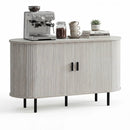 47 Inch Fluted Sideboard Buffet Cabinet with Tambour Sliding Doors and Metal Legs by LJGDeals