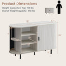 47 Inch Fluted Sideboard Buffet Cabinet with Tambour Sliding Doors and Metal Legs by LJGDeals