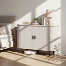 47 Inch Fluted Sideboard Buffet Cabinet with Tambour Sliding Doors and Metal Legs by LJGDeals