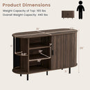 47 Inch Fluted Sideboard Buffet Cabinet with Tambour Sliding Doors and Metal Legs by LJGDeals