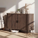 47 Inch Fluted Sideboard Buffet Cabinet with Tambour Sliding Doors and Metal Legs by LJGDeals
