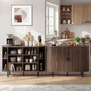 47 Inch Fluted Sideboard Buffet Cabinet with Tambour Sliding Doors and Metal Legs by LJGDeals