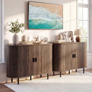 47 Inch Fluted Sideboard Buffet Cabinet with Tambour Sliding Doors and Metal Legs by LJGDeals