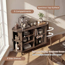47 Inch Fluted Sideboard Buffet Cabinet with Tambour Sliding Doors and Metal Legs by LJGDeals