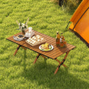 Folding Lightweight Aluminum Camping Table with Wood Grain-L by LJGDeals