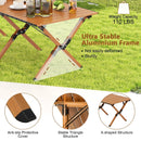Folding Lightweight Aluminum Camping Table with Wood Grain-L by LJGDeals