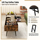 47 Inch Lift Top Coffee Table with 2 Hidden Compartments-Coffee