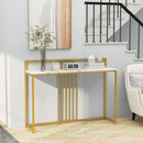 47 Inch Long Entryway Table with Faux Marble Top and Baffle by LJGDeals