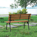 47 Inch Outdoor Acacia Wood Bench with Metal Frame and Slatted Seat by LJGDeals