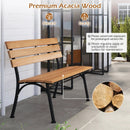 47 Inch Outdoor Acacia Wood Bench with Metal Frame and Slatted Seat by LJGDeals