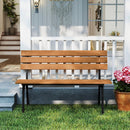 47 Inch Outdoor Acacia Wood Bench with Metal Frame and Slatted Seat by LJGDeals