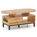 47 Inch Oval Coffee Table with Storage and Open Compartments for Living Room by LJGDeals