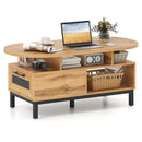 47 Inch Oval Coffee Table with Storage and Open Compartments for Living Room by LJGDeals