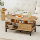 47 Inch Oval Coffee Table with Storage and Open Compartments for Living Room by LJGDeals