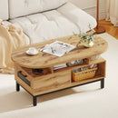 47 Inch Oval Coffee Table with Storage and Open Compartments for Living Room by LJGDeals