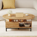 47 Inch Oval Coffee Table with Storage and Open Compartments for Living Room by LJGDeals