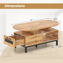 47 Inch Oval Coffee Table with Storage and Open Compartments for Living Room by LJGDeals