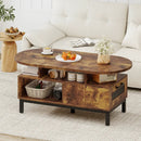 47 Inch Oval Coffee Table with Storage and Open Compartments for Living Room by LJGDeals