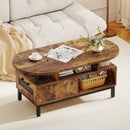 47 Inch Oval Coffee Table with Storage and Open Compartments for Living Room by LJGDeals