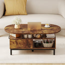 47 Inch Oval Coffee Table with Storage and Open Compartments for Living Room