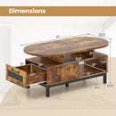47 Inch Oval Coffee Table with Storage and Open Compartments for Living Room by LJGDeals