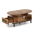 47 Inch Oval Coffee Table with Storage and Open Compartments for Living Room by LJGDeals