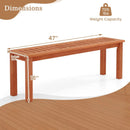 47 Inch Patio Wood Bench with Slatted Seat 2-Person by LJGDeals