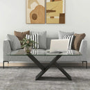 47 Inch Rectangle Glass Coffee Table Modern Center Table with Tempered Glass Tabletop-Black by LJGDeals