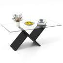 47 Inch Rectangle Glass Coffee Table Modern Center Table with Tempered Glass Tabletop-Black by LJGDeals