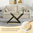 47 Inch Rectangle Glass Coffee Table Modern Center Table with Tempered Glass Tabletop-Black by LJGDeals